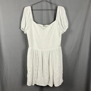American Eagle Dress Size XL White Embroidered Eyelet Smocked Puff Cottagecore